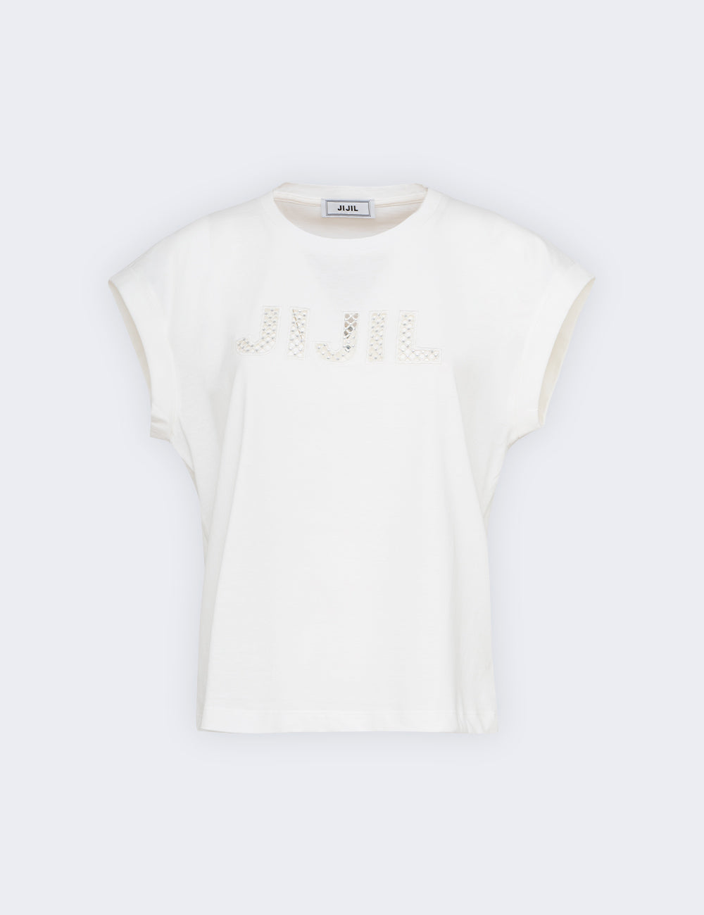 Jijil T-shirt logata con strass