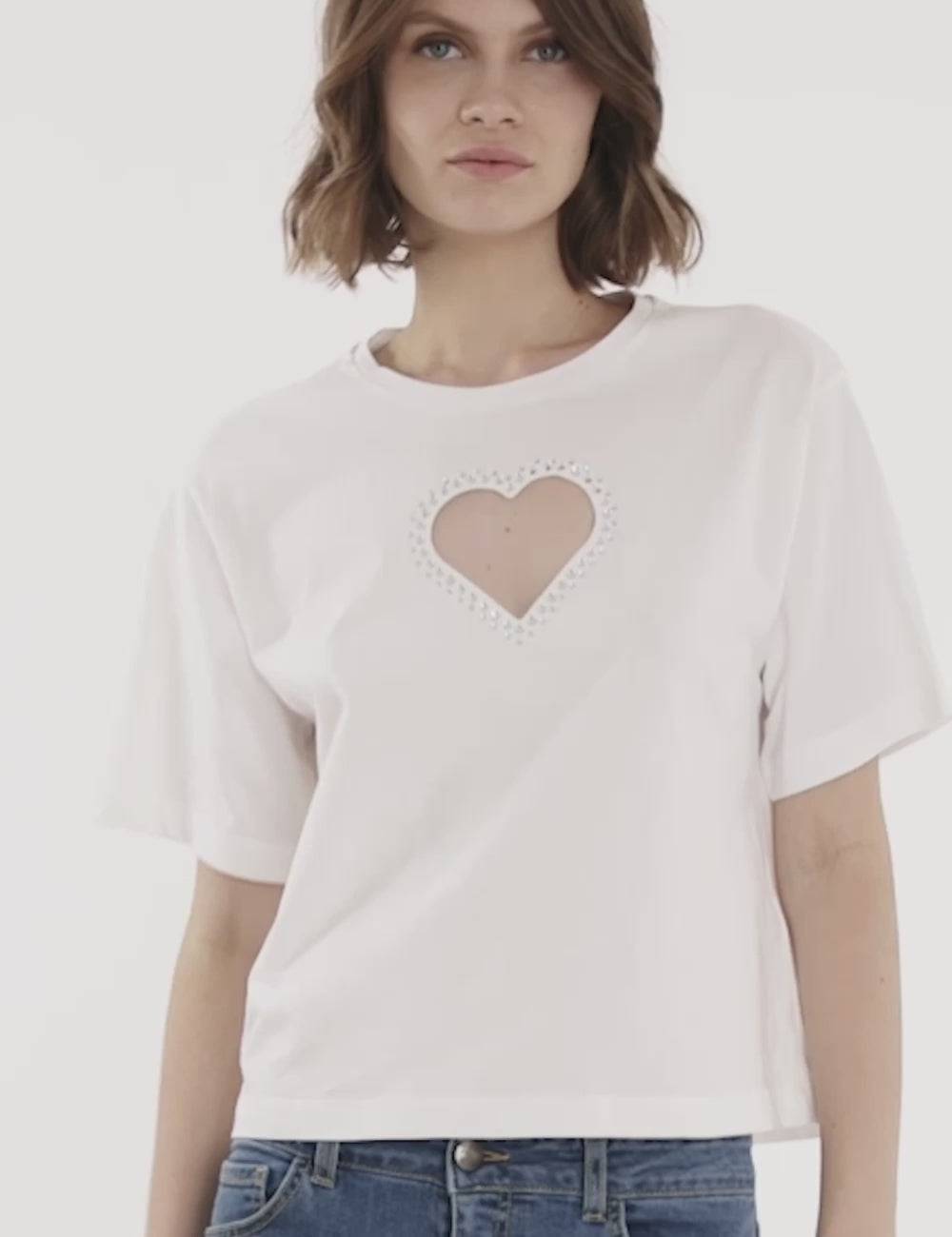 Jijil T-shirt con inserto a cuore Moda