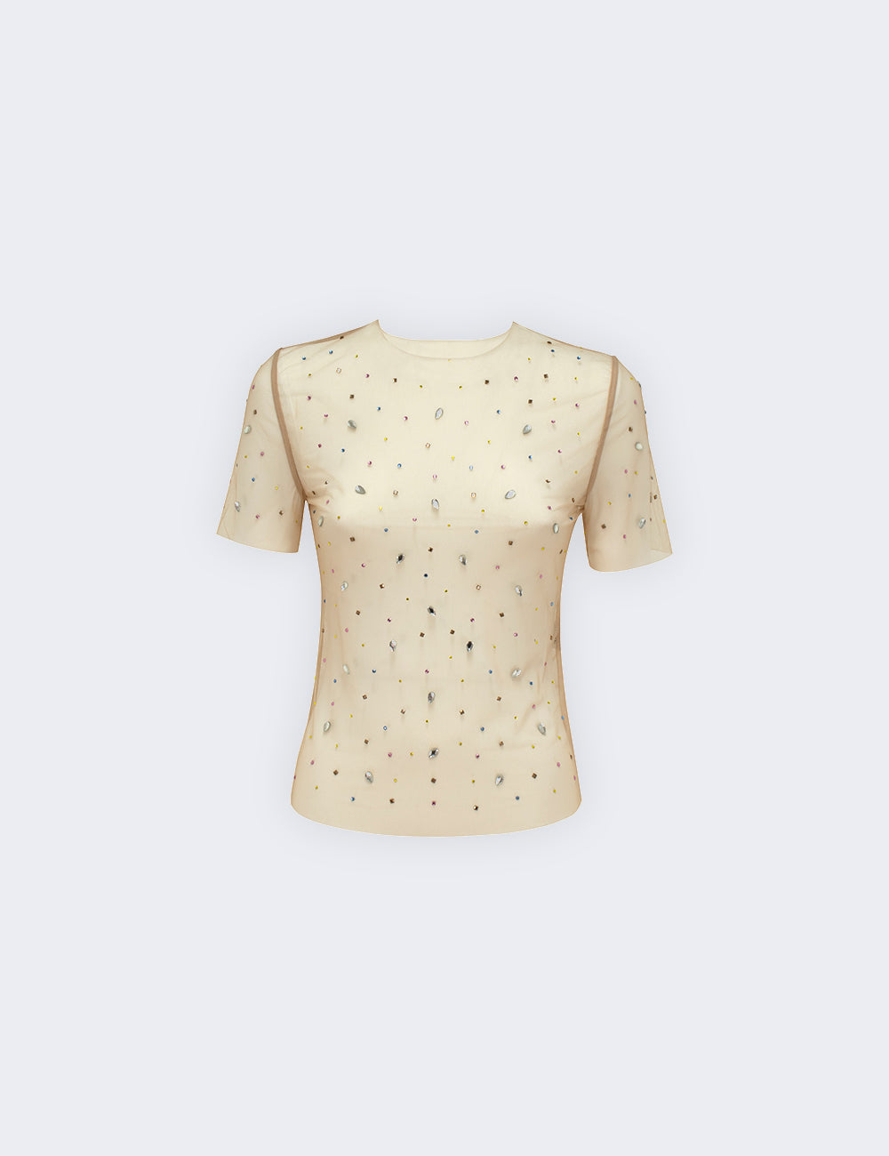 Jijil T-shirt trasparente con strass 2025