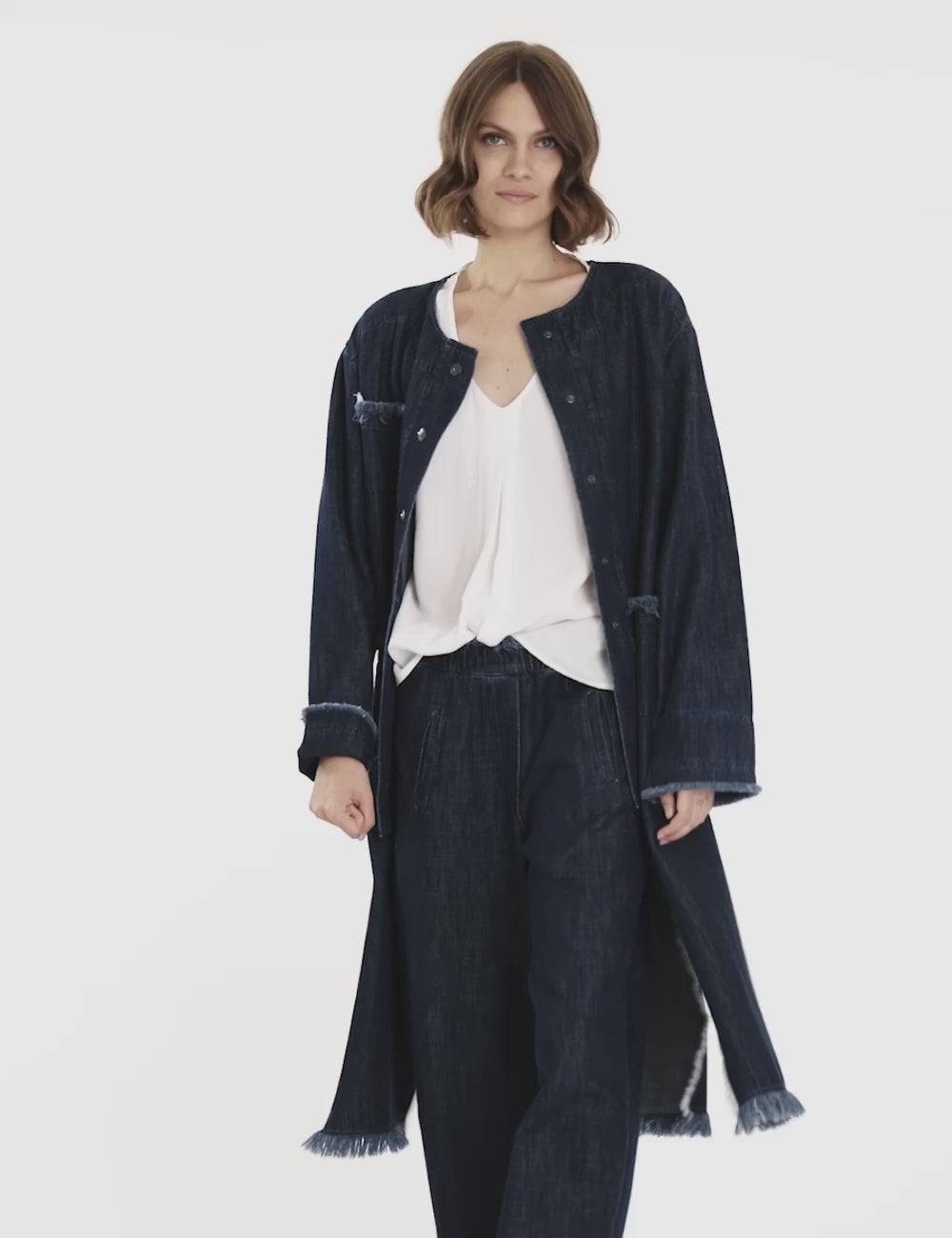 Jijil Pantalone in denim con fondo sfrangiato Acquista Ora