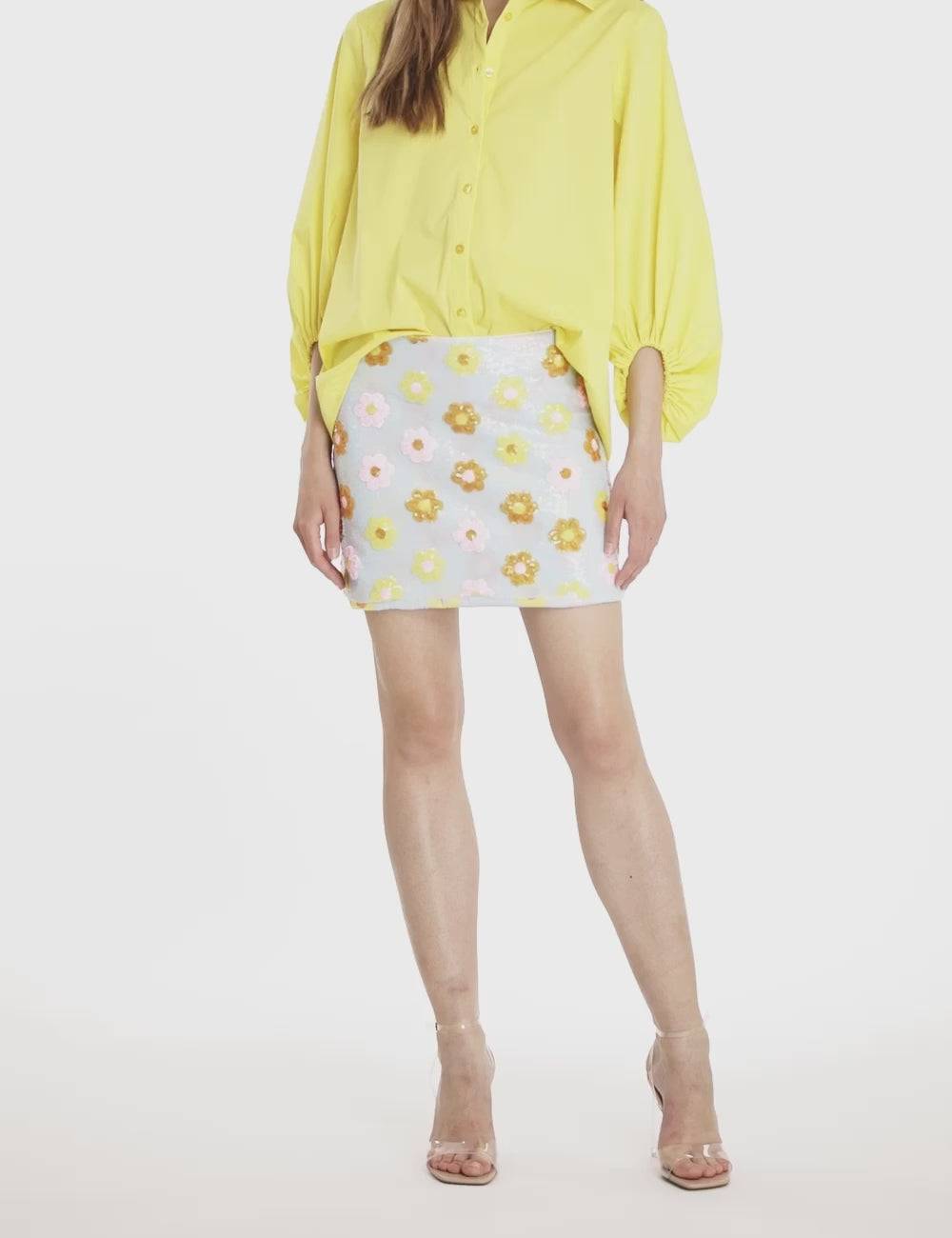 Jijil Gonna con paillettes e fiori Fino Al -60%