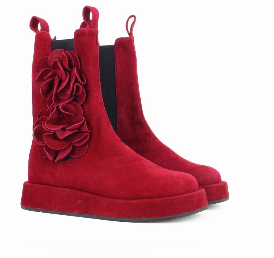 Le Babe BOOTS IN VELOUR CHERRY In Linea
