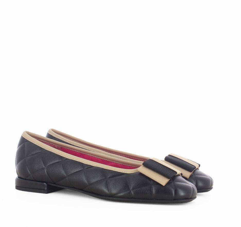 Le Babe BALLERINE IN NAPPA NERA Affare Del Giorno