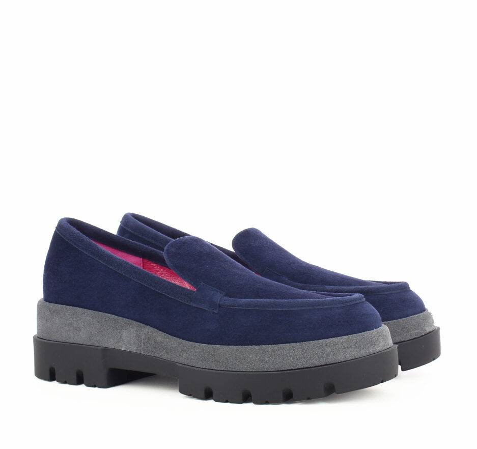 Le Babe MOCASSINI IN VELOUR BLU In Linea