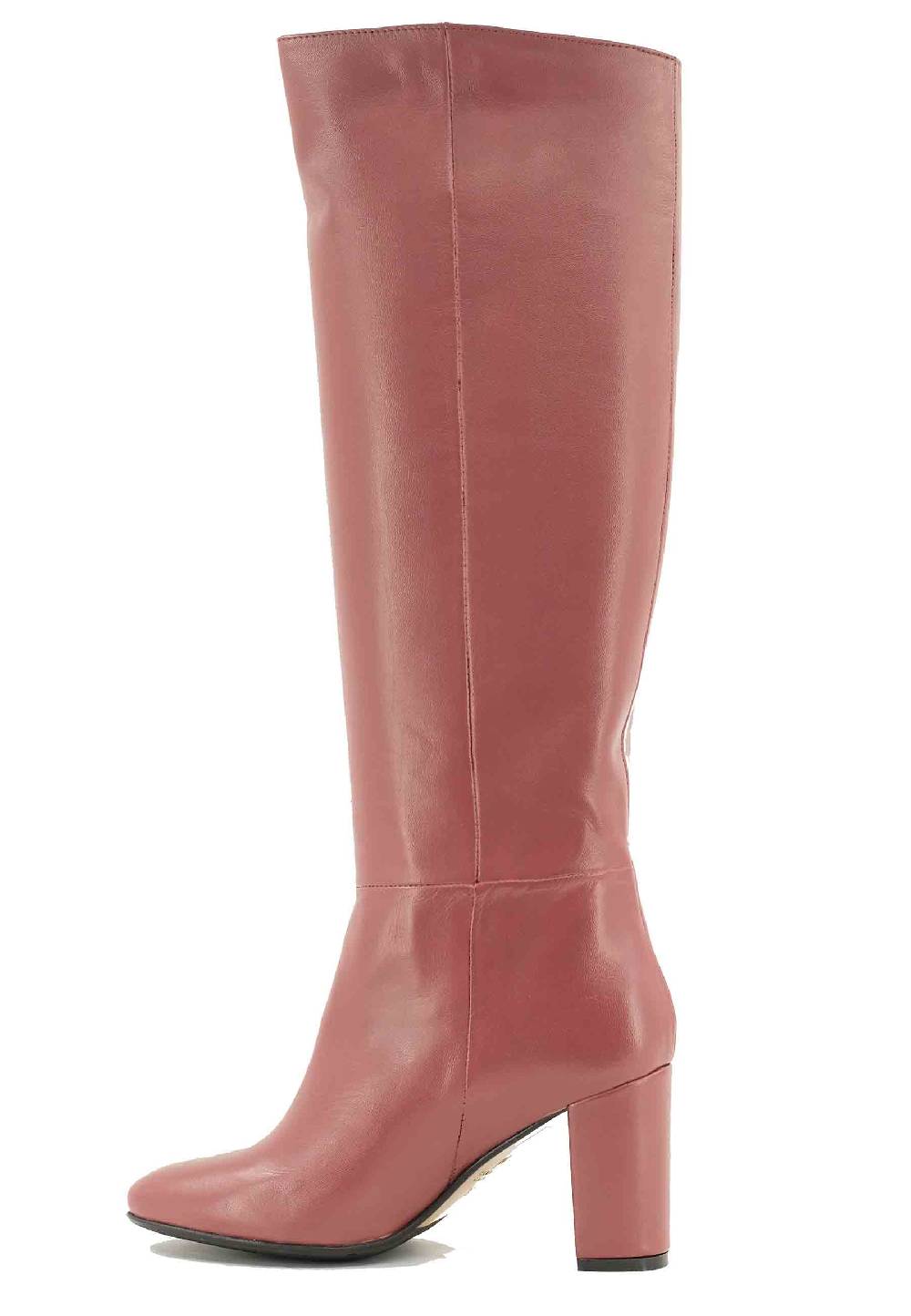 L'ARIANNA Stivali ST1689 a tubo in pelle rosa antico con punta tonda Promozione Limitata