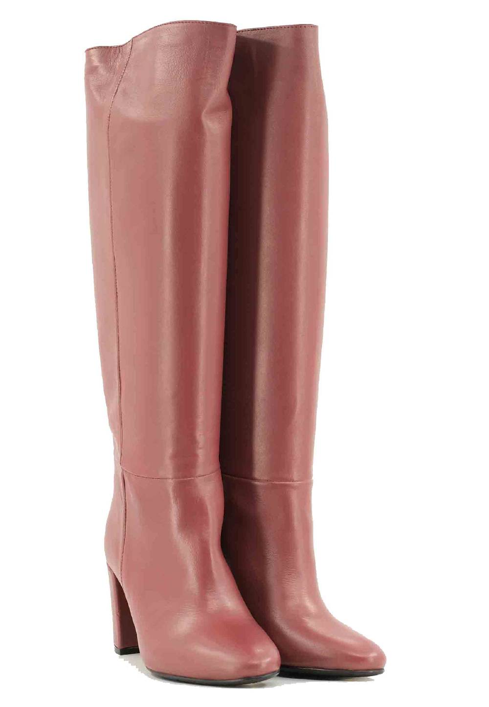 L'ARIANNA Stivali ST1689 a tubo in pelle rosa antico con punta tonda Promozione Limitata