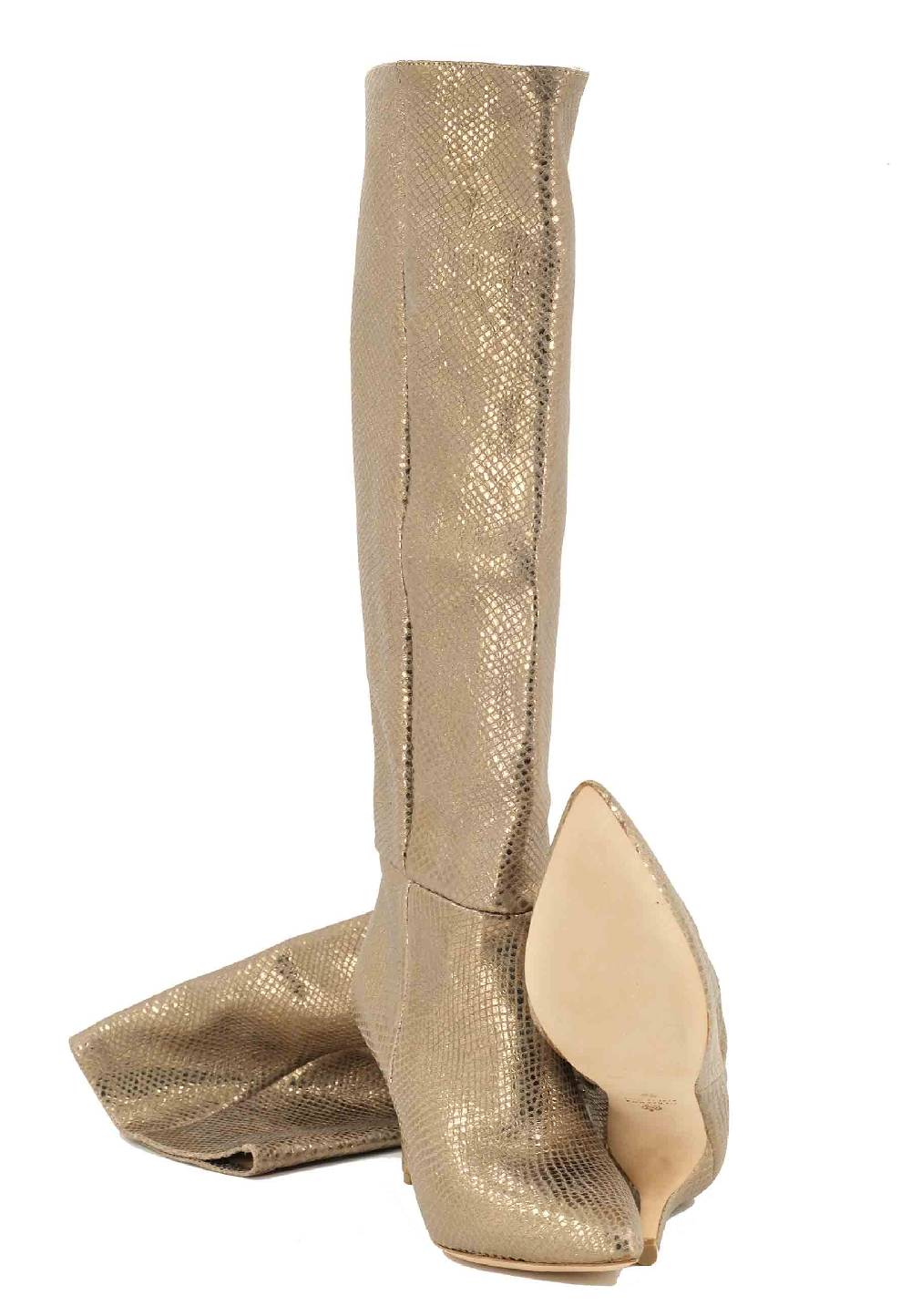 L'ARIANNA Stivali ST1242 in camoscio perlato platino con tacco alto Latest fashion