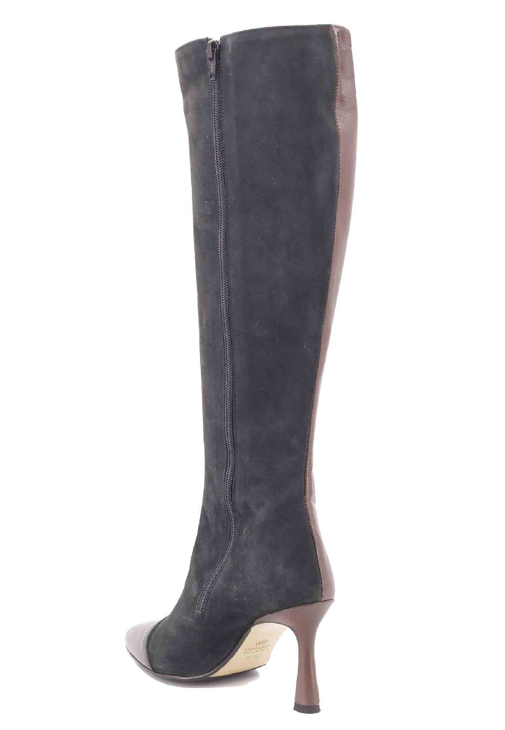 L'ARIANNA Stivali ST1592/RT in pelle grigia e testa di moro con zip laterale e suola in cuoio Prezzo Ridotto