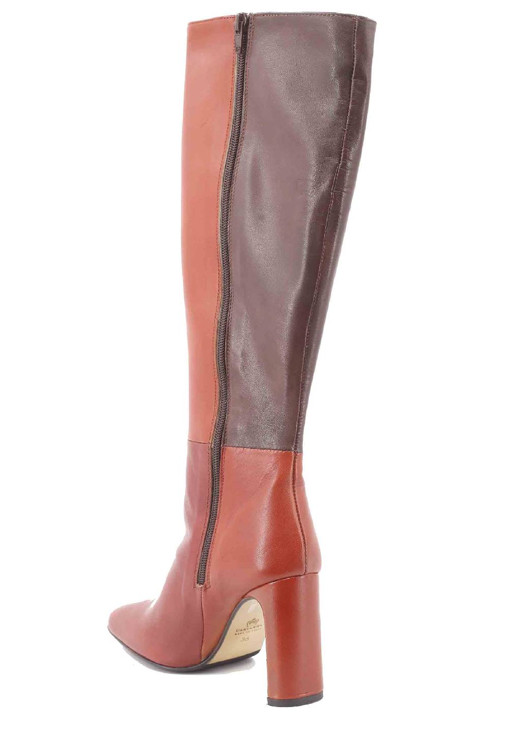L'ARIANNA Stivali ST1300 patchwork in pelle cuoio e marrone con tacco alto Presa