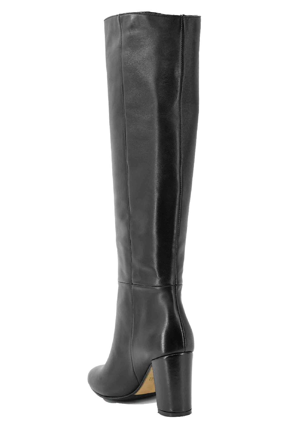L'ARIANNA Stivali ST1689 a tubo in pelle nera con punta tonda Sconto