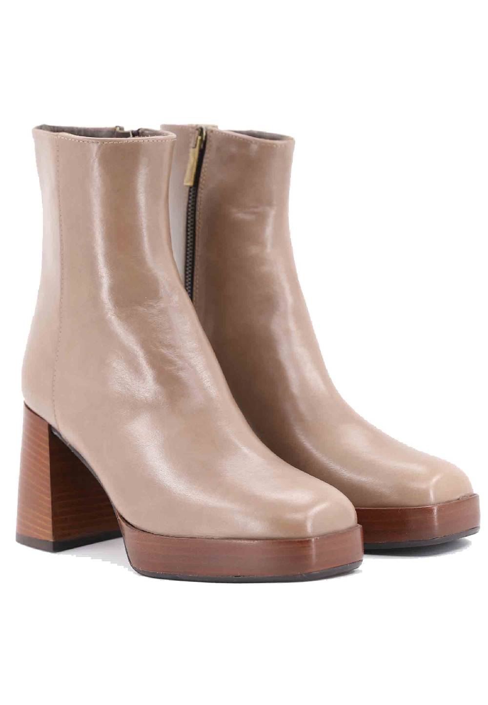 L'ARIANNA Stivaletti TR1665 in pelle taupe con tacco alto e plateau Online