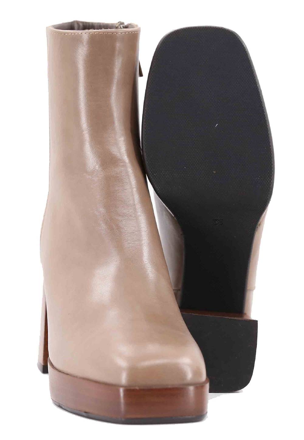 L'ARIANNA Stivaletti TR1665 in pelle taupe con tacco alto e plateau Online