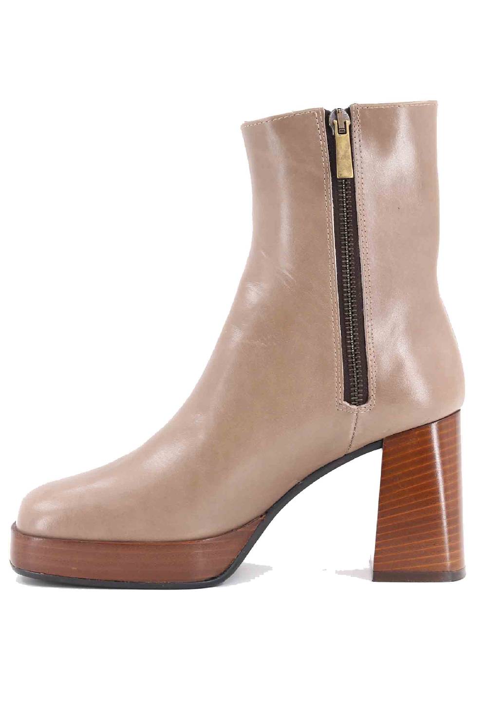 L'ARIANNA Stivaletti TR1665 in pelle taupe con tacco alto e plateau Online
