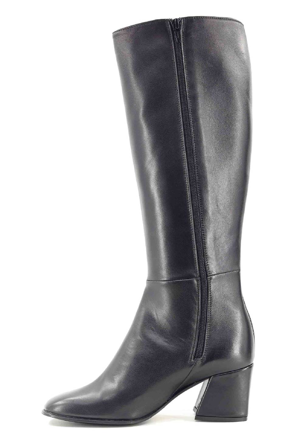 L'ARIANNA Stivali con zip st1302 da donna in pelle nera con punta quadrata Outlet