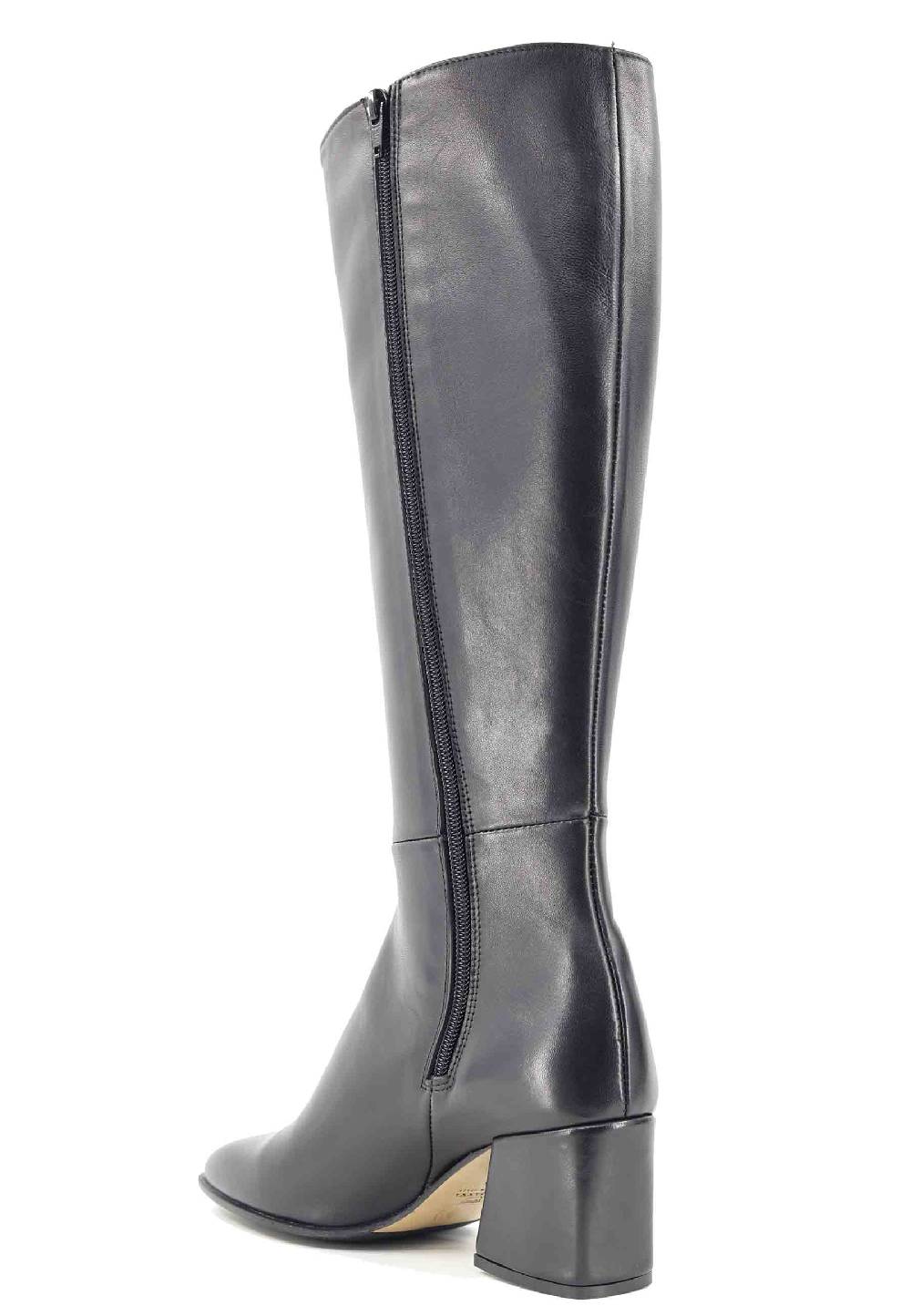 L'ARIANNA Stivali con zip st1302 da donna in pelle nera con punta quadrata Outlet