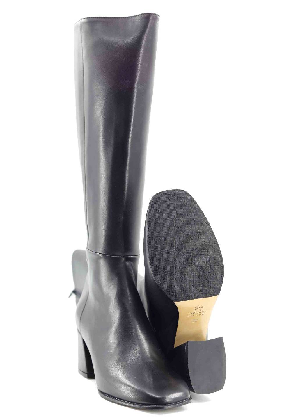 L'ARIANNA Stivali con zip st1302 da donna in pelle nera con punta quadrata Outlet