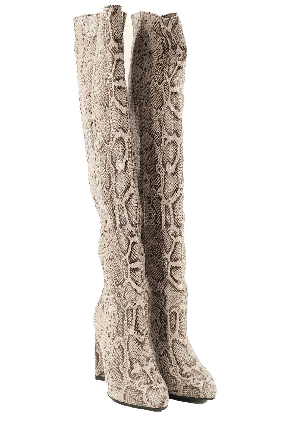 L'ARIANNA Stivali donna a tubo in tessuto elasticizzato grigio stampa grigia In Vendita