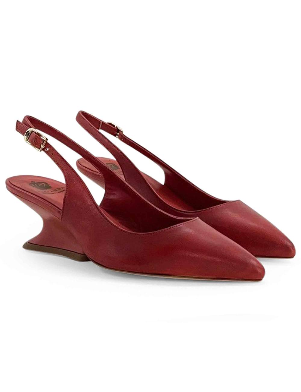 L'ARIANNA decollete ch1754/z slingback color LOBSTER con tacco a zeppa l'arianna Negozio