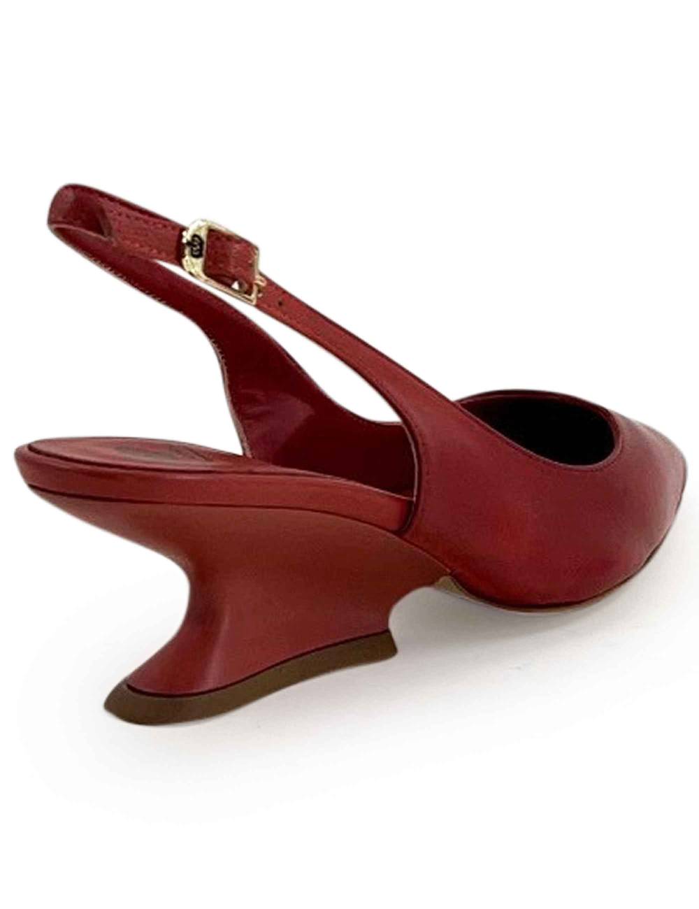 L'ARIANNA decollete ch1754/z slingback color LOBSTER con tacco a zeppa l'arianna Negozio