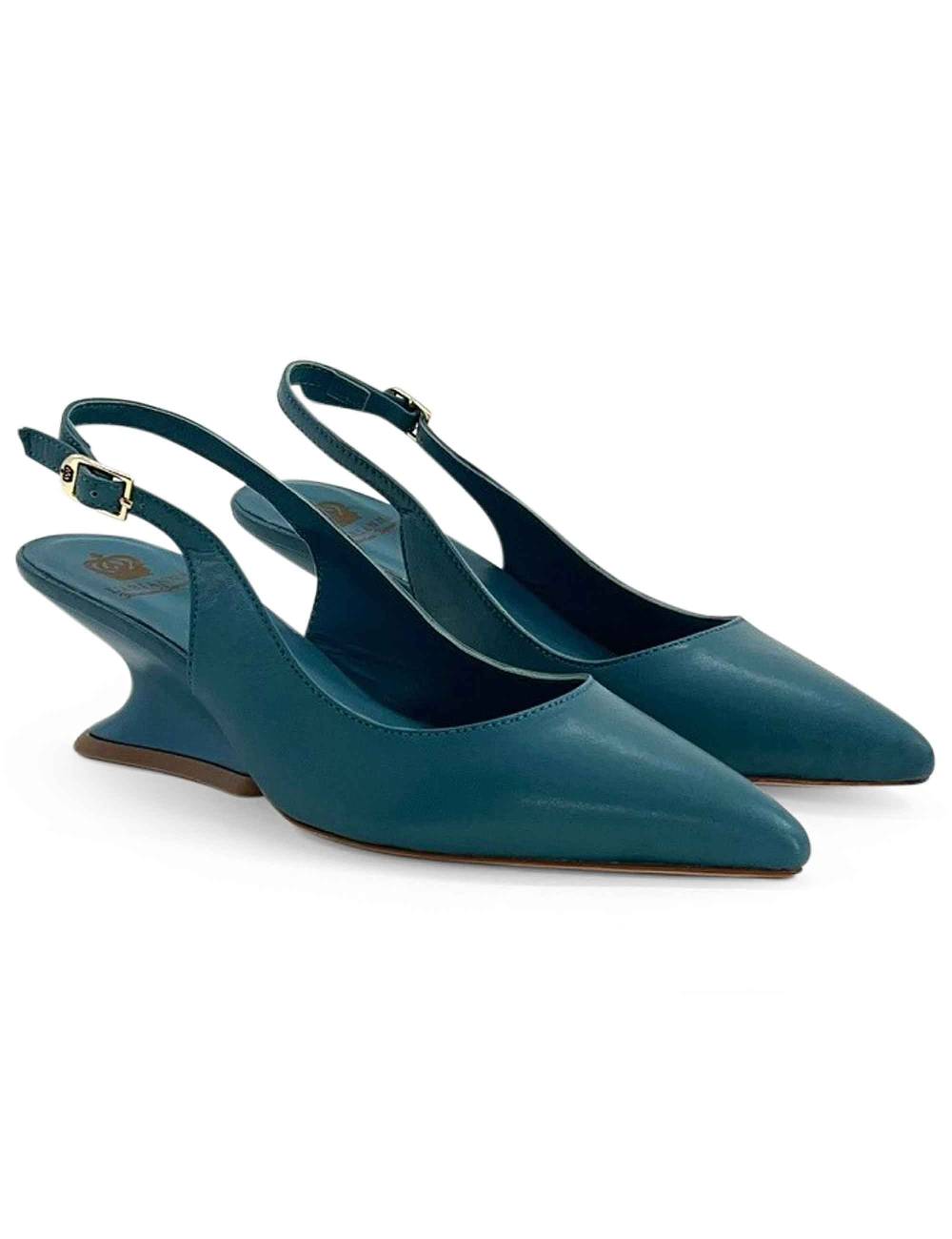 L'ARIANNA decollete ch1754/z slingback color ARCADIA con tacco a zeppa l'arianna Nuova