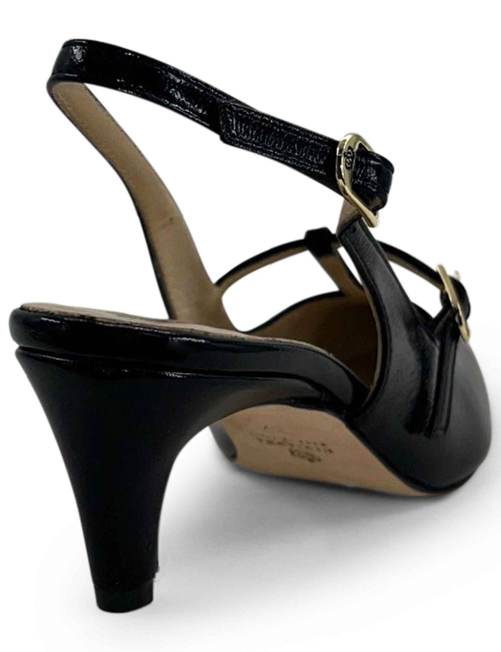 L'ARIANNA Decollete slingback CH1720 da donna in pelle color nero con cinturino Moda