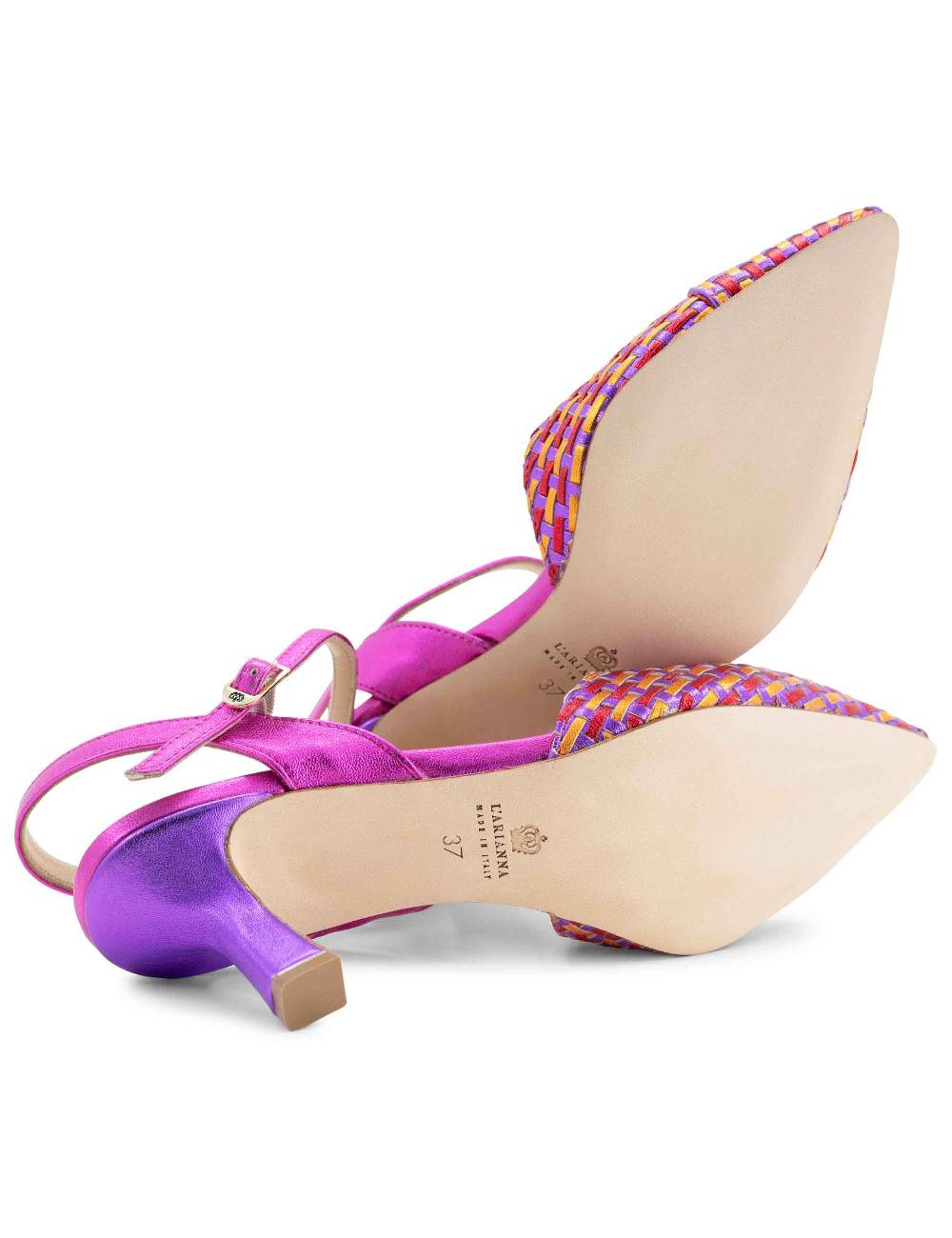 L'ARIANNA Decollete DE1540/rt da donna in pelle viola arancio e fucsia con cinturino alla caviglia Discount Store per i nuovi prodotti