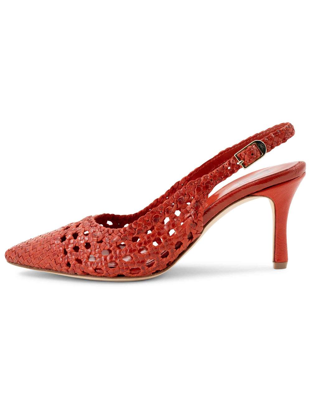 L'ARIANNA Decollete CH1619/RT slingback in pelle intrecciata ARANCIONE tacco alto Soddisfazione Garantita