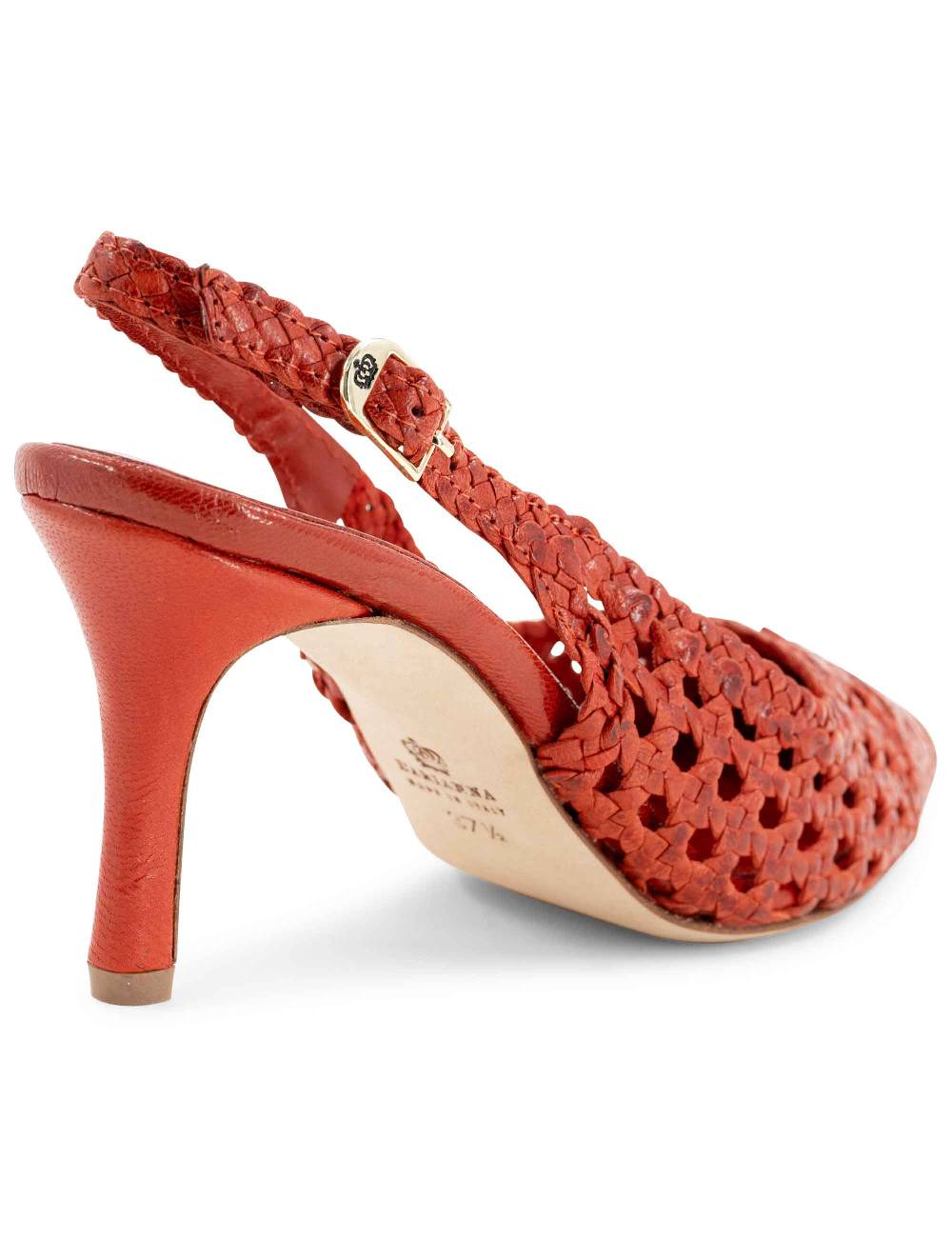 L'ARIANNA Decollete CH1619/RT slingback in pelle intrecciata ARANCIONE tacco alto Soddisfazione Garantita