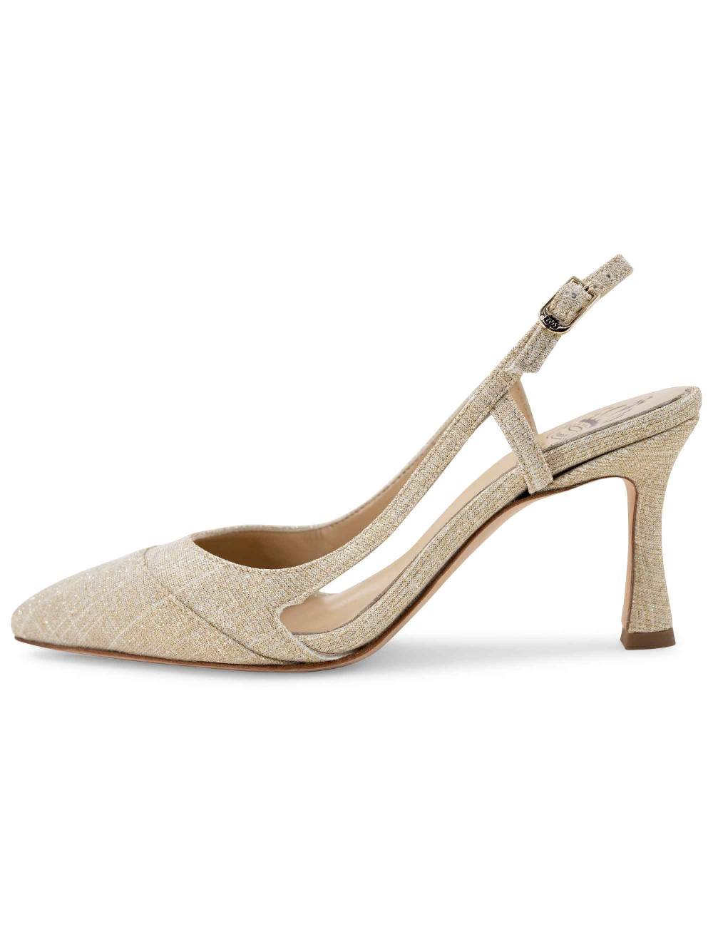 L'ARIANNA Decollete slingback ch1605/rt donna in tessuto sirio platino tacco alto l'arianna Fino Al -60%
