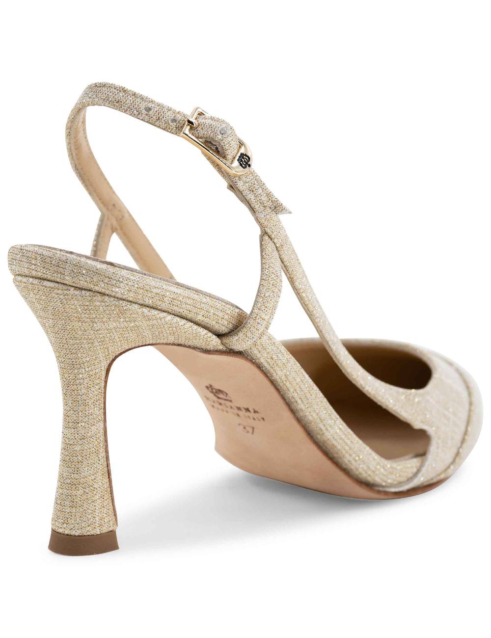 L'ARIANNA Decollete slingback ch1605/rt donna in tessuto sirio platino tacco alto l'arianna Fino Al -60%