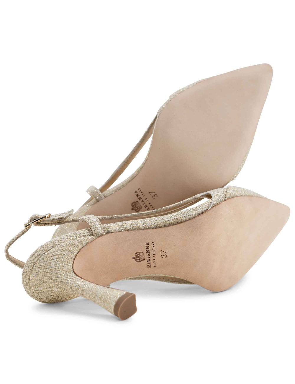 L'ARIANNA Decollete slingback ch1605/rt donna in tessuto sirio platino tacco alto l'arianna Fino Al -60%