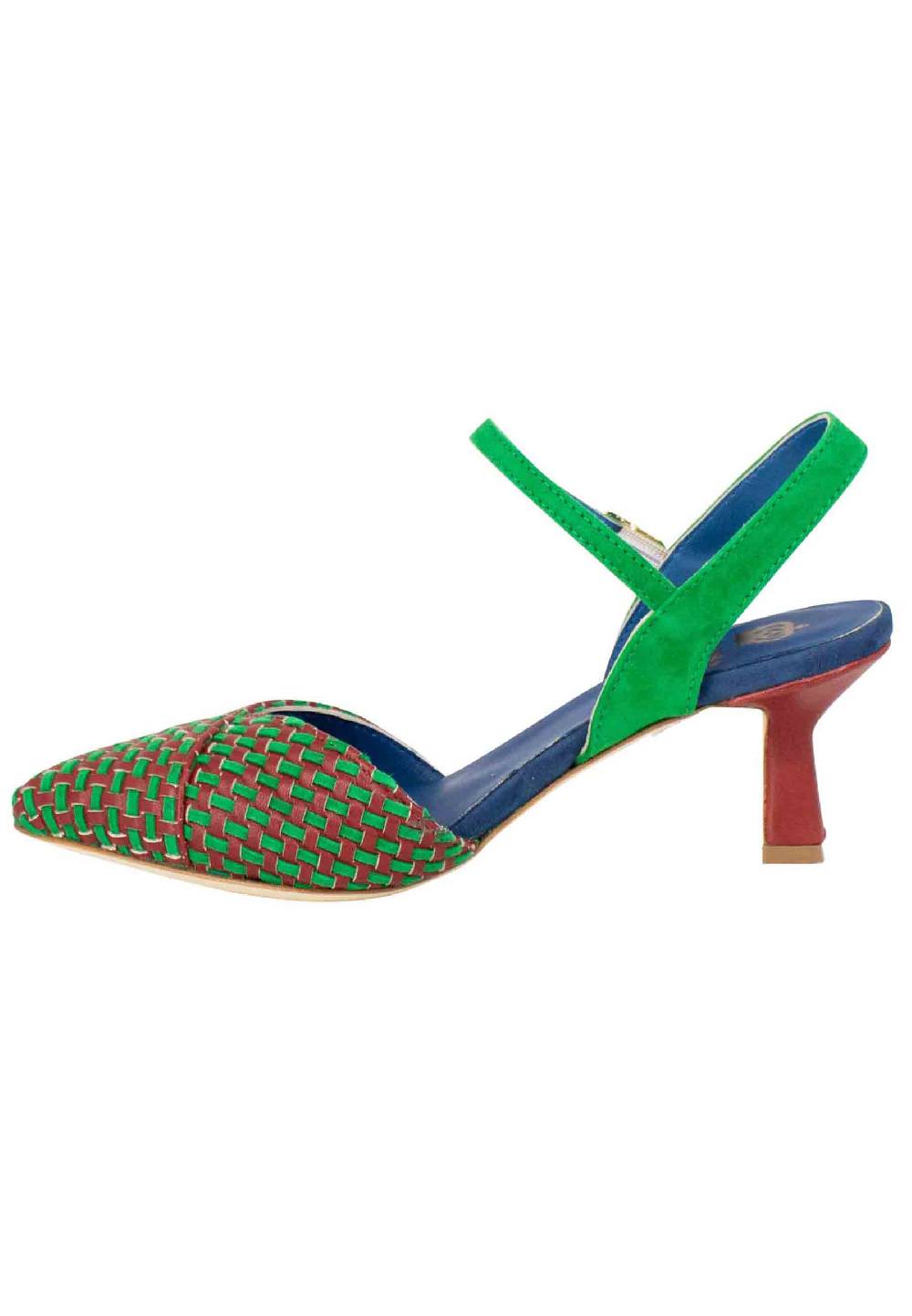 L'ARIANNA Decollete DE1540/rt da donna in camoscio mattone e verde con cinturino alla caviglia Shopping Online