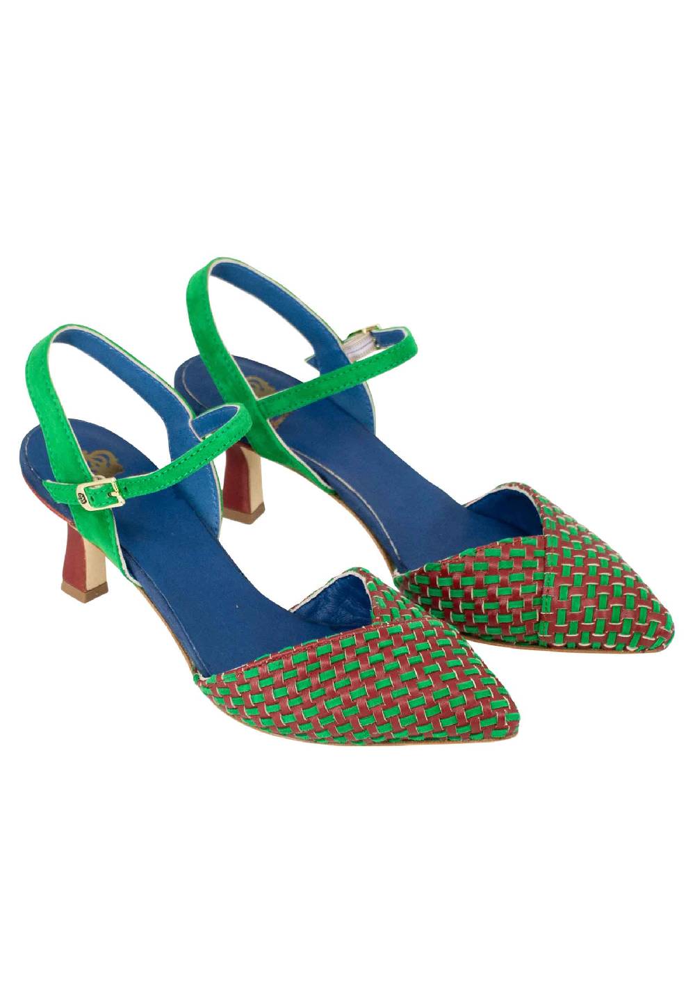 L'ARIANNA Decollete DE1540/rt da donna in camoscio mattone e verde con cinturino alla caviglia Shopping Online