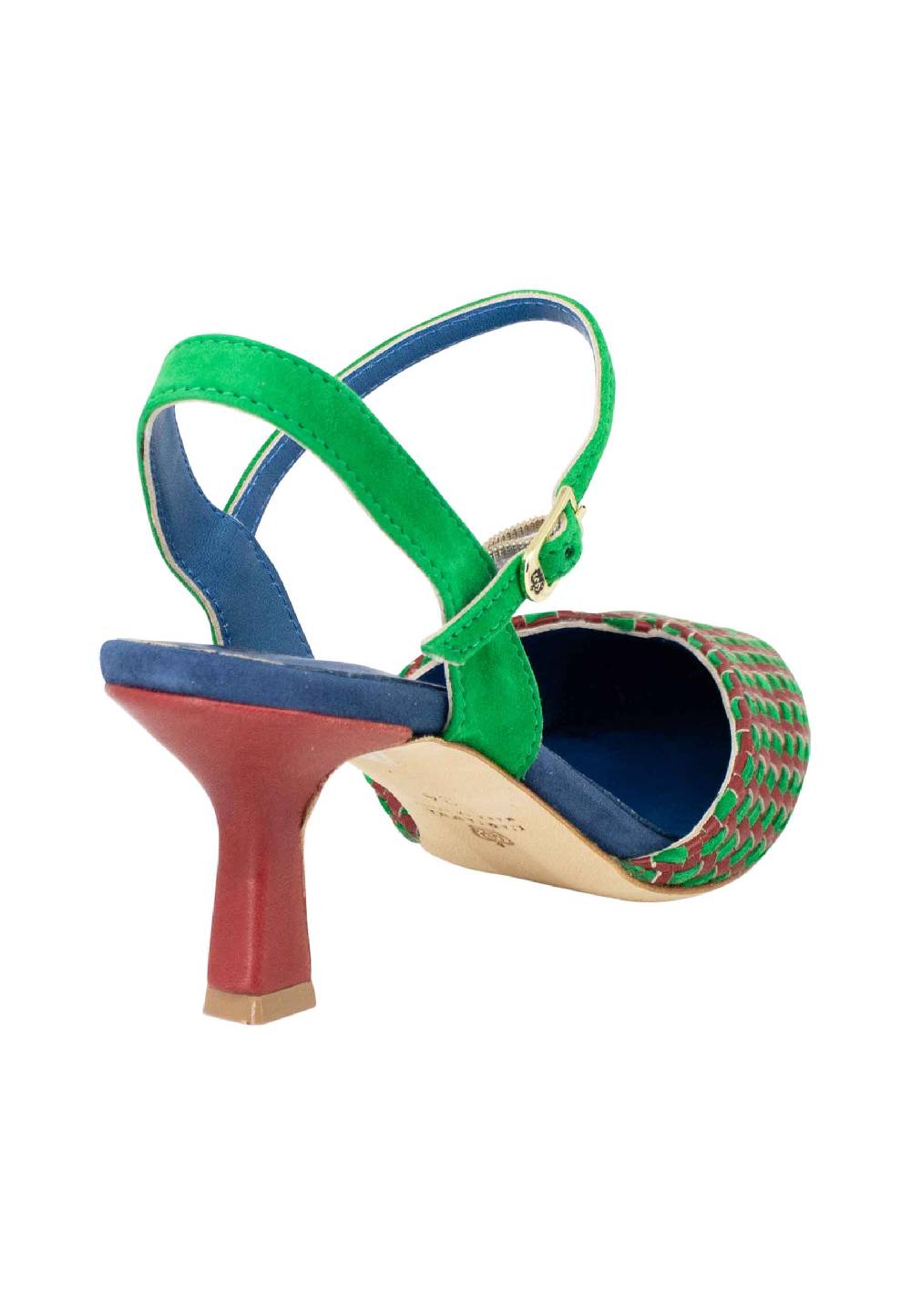 L'ARIANNA Decollete DE1540/rt da donna in camoscio mattone e verde con cinturino alla caviglia Shopping Online