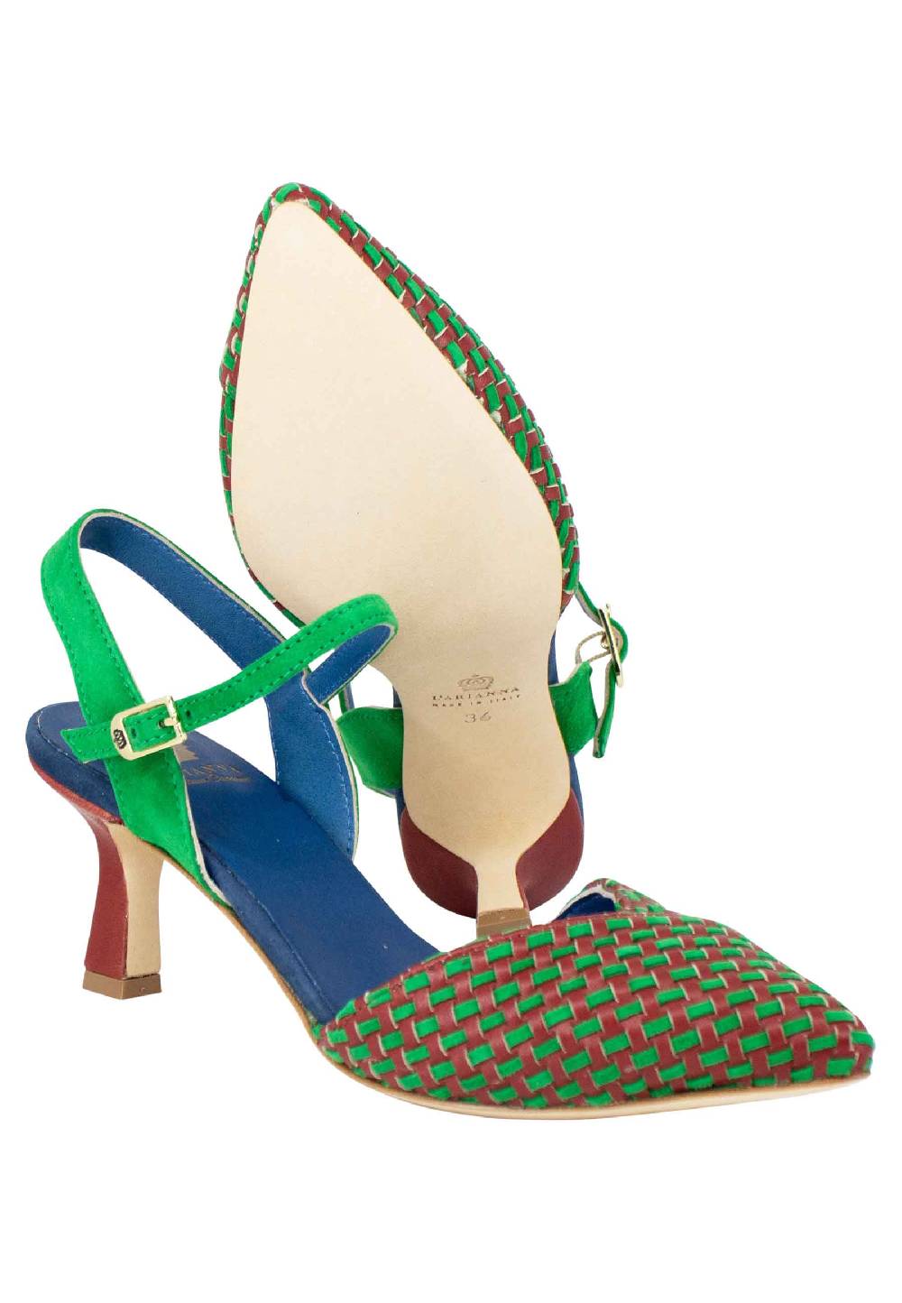 L'ARIANNA Decollete DE1540/rt da donna in camoscio mattone e verde con cinturino alla caviglia Shopping Online