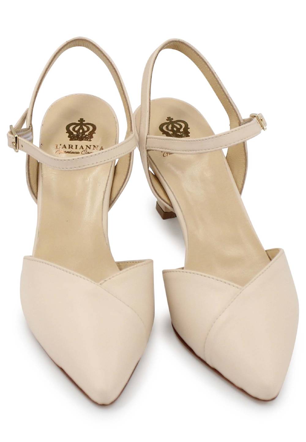 L'ARIANNA Decollete de1541 donna in pelle beige con cinturino alla caviglia Sottocosto