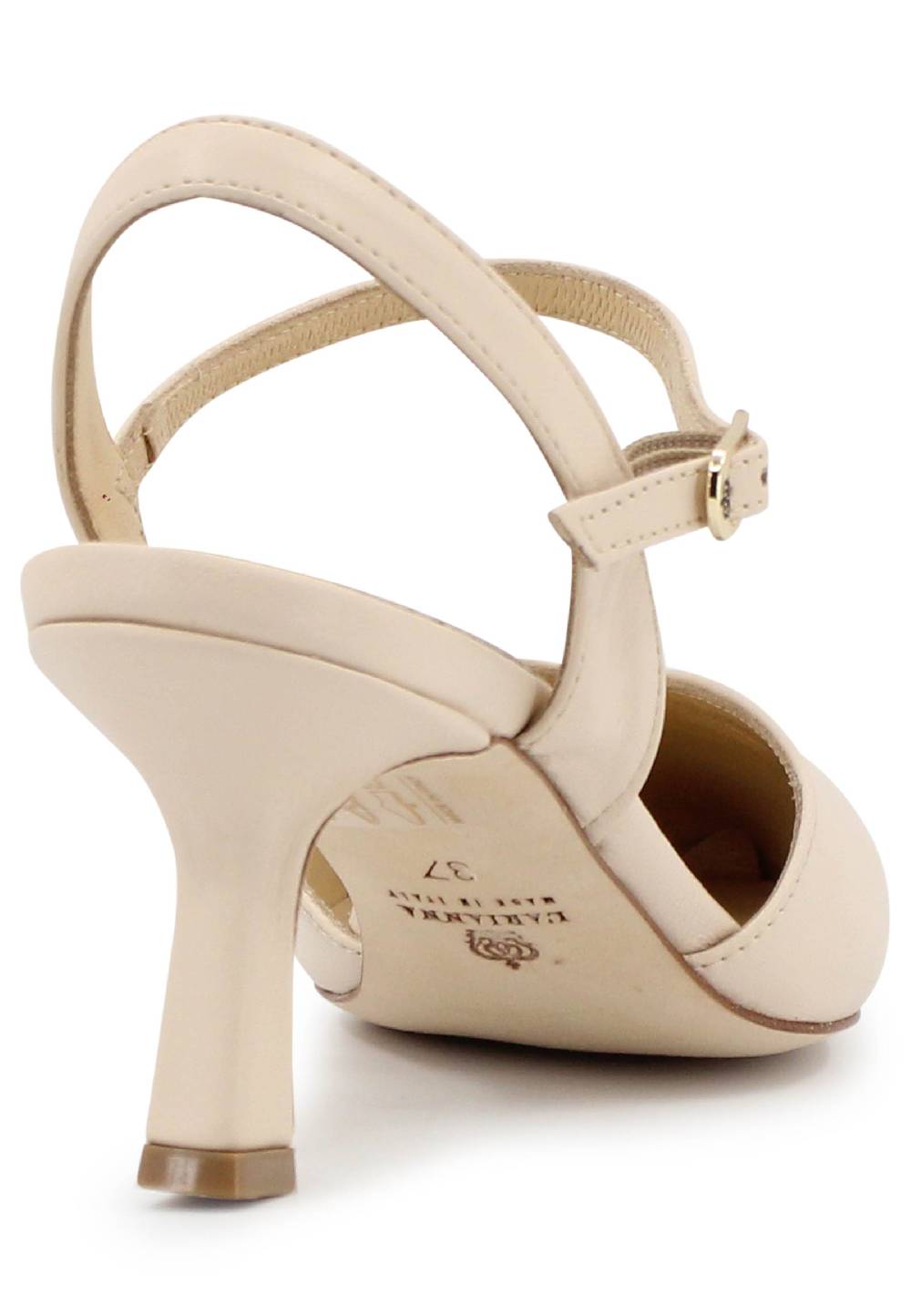 L'ARIANNA Decollete de1541 donna in pelle beige con cinturino alla caviglia Sottocosto