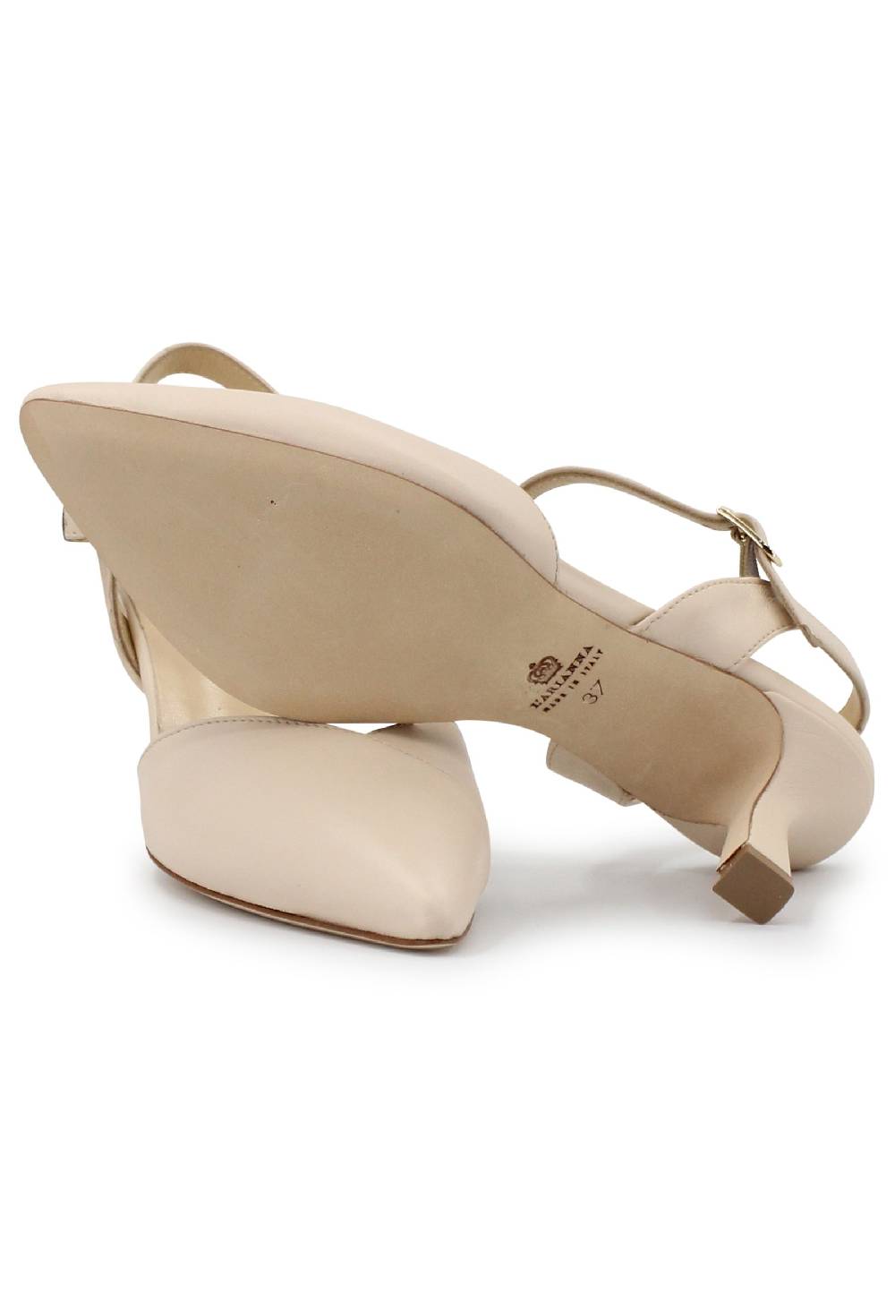 L'ARIANNA Decollete de1541 donna in pelle beige con cinturino alla caviglia Sottocosto