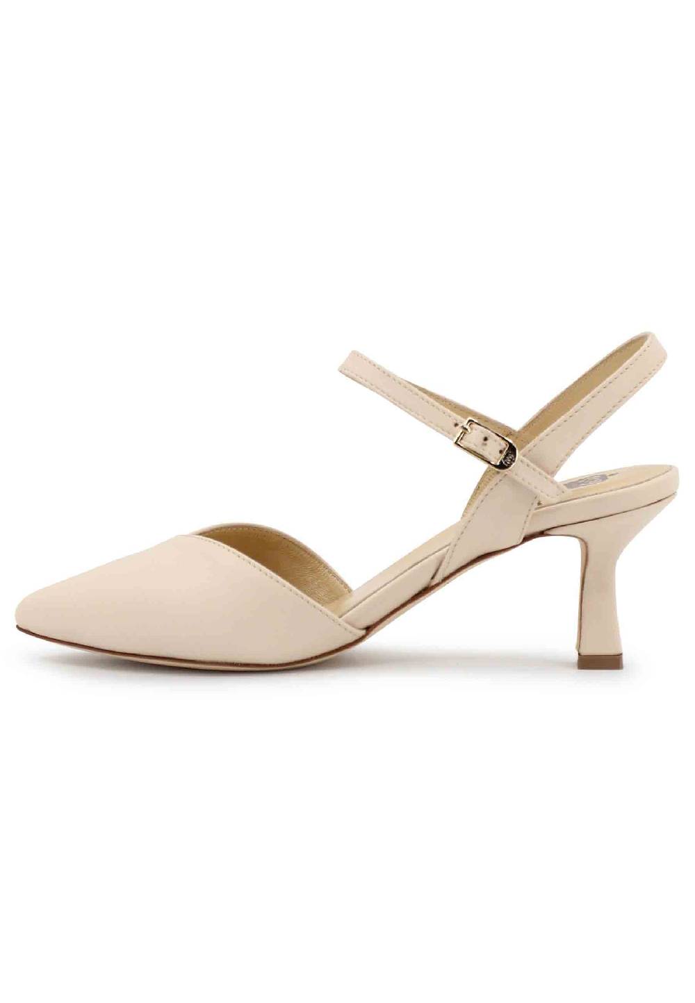 L'ARIANNA Decollete de1541 donna in pelle beige con cinturino alla caviglia Sottocosto