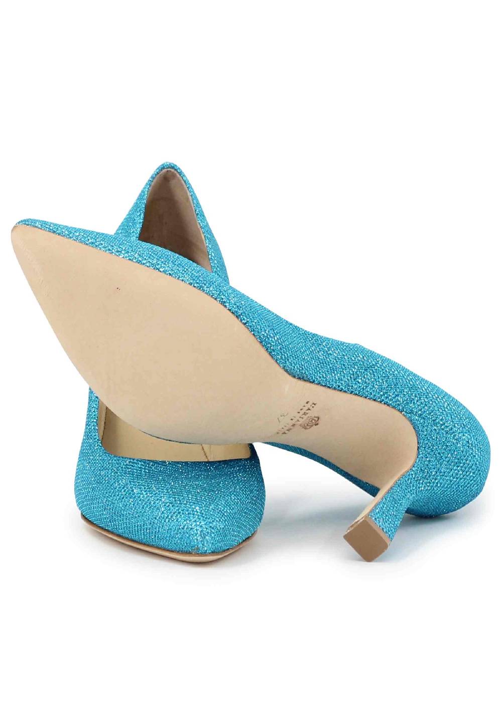 L'ARIANNA Decollete DE1002/RT donna in tessuto lux azzurro con tacco alto Sconto