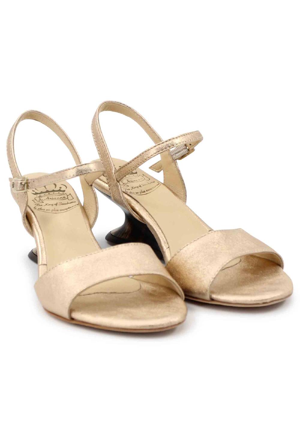 L'ARIANNA Sandali donna in pelle laminata nude con zeppa bassa Online
