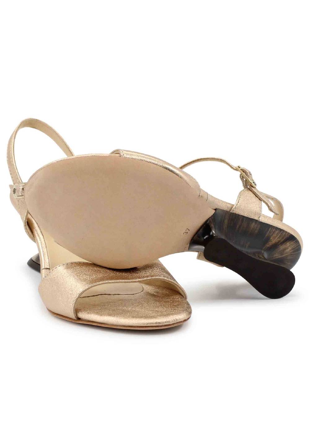 L'ARIANNA Sandali donna in pelle laminata nude con zeppa bassa Online