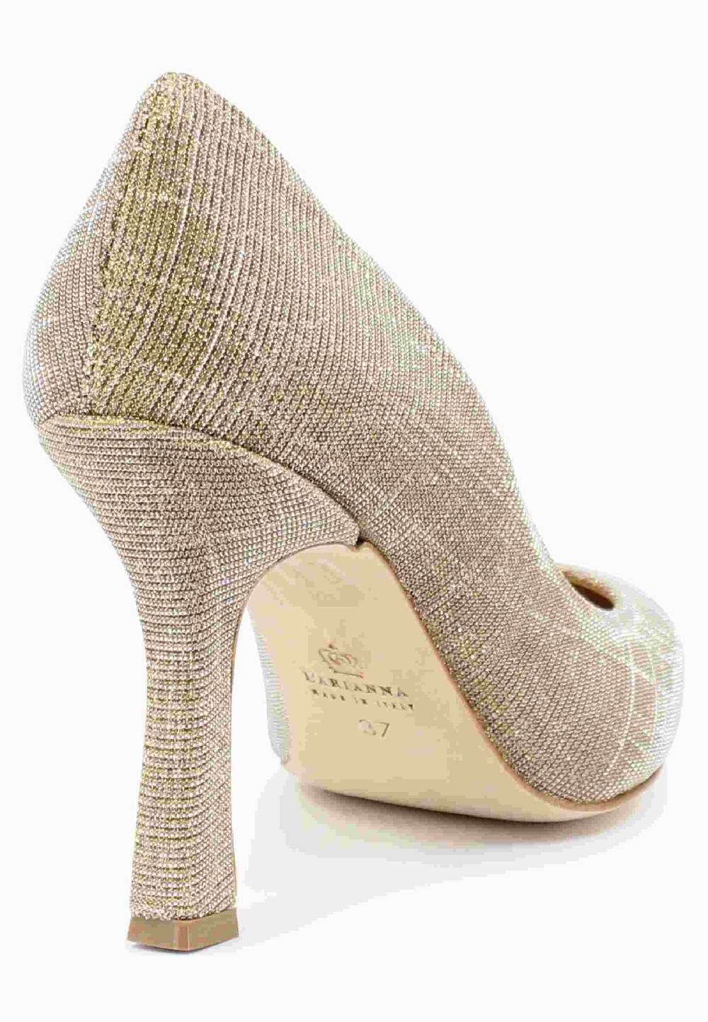 L'ARIANNA Decollete DE1002/RT in tessuto lux oro con tacco alto Saldi
