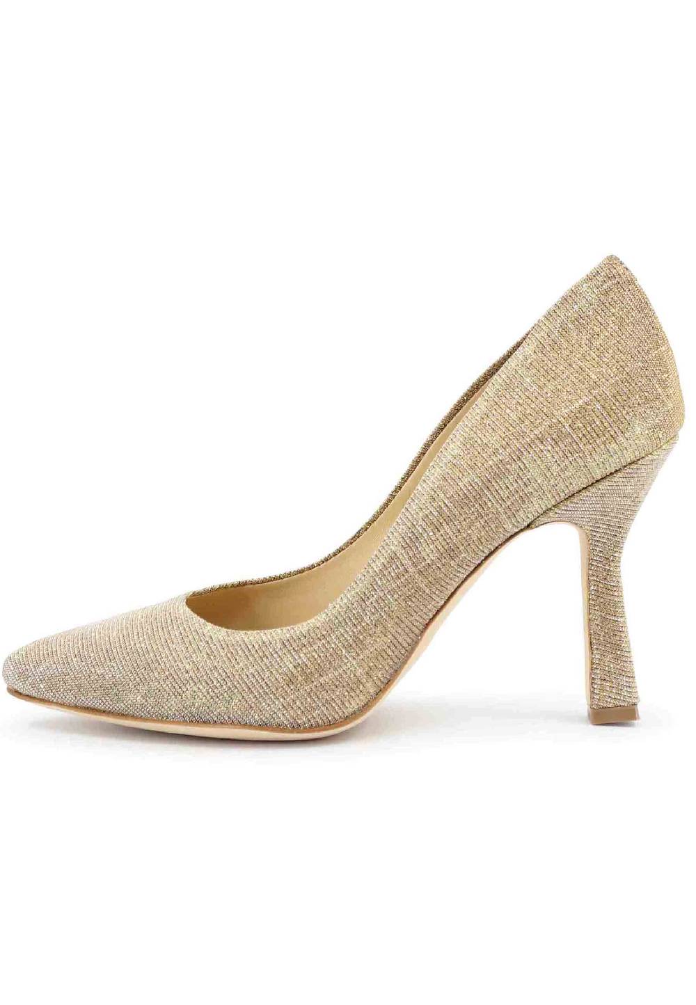 L'ARIANNA Decollete DE1002/RT in tessuto lux oro con tacco alto Saldi