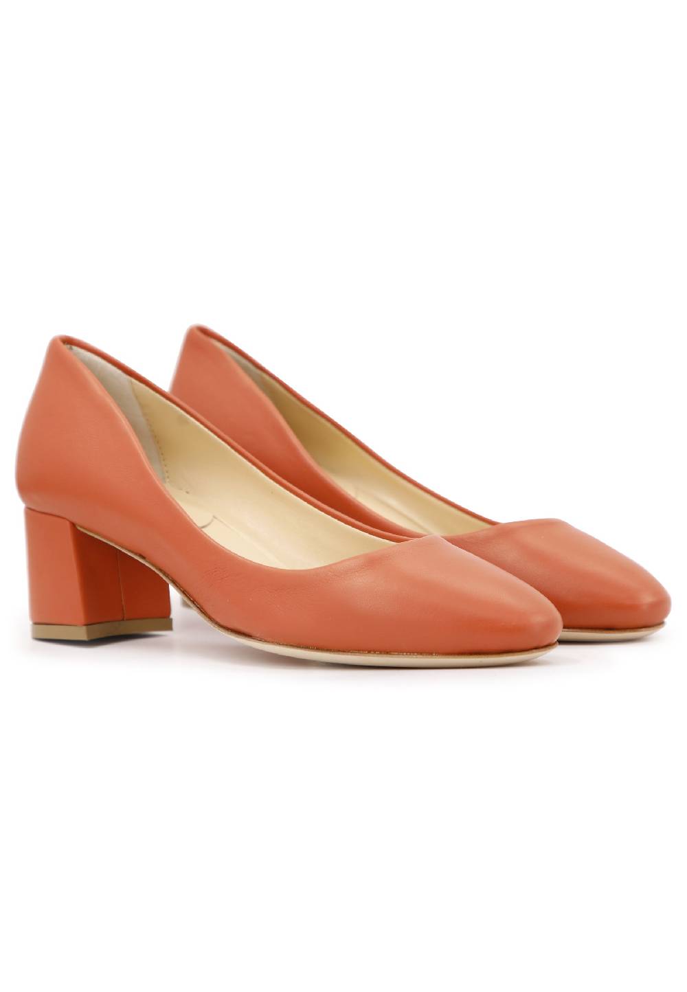 L'ARIANNA Decollete donna in pelle arancio con tacco basso e punta tonda Offerte