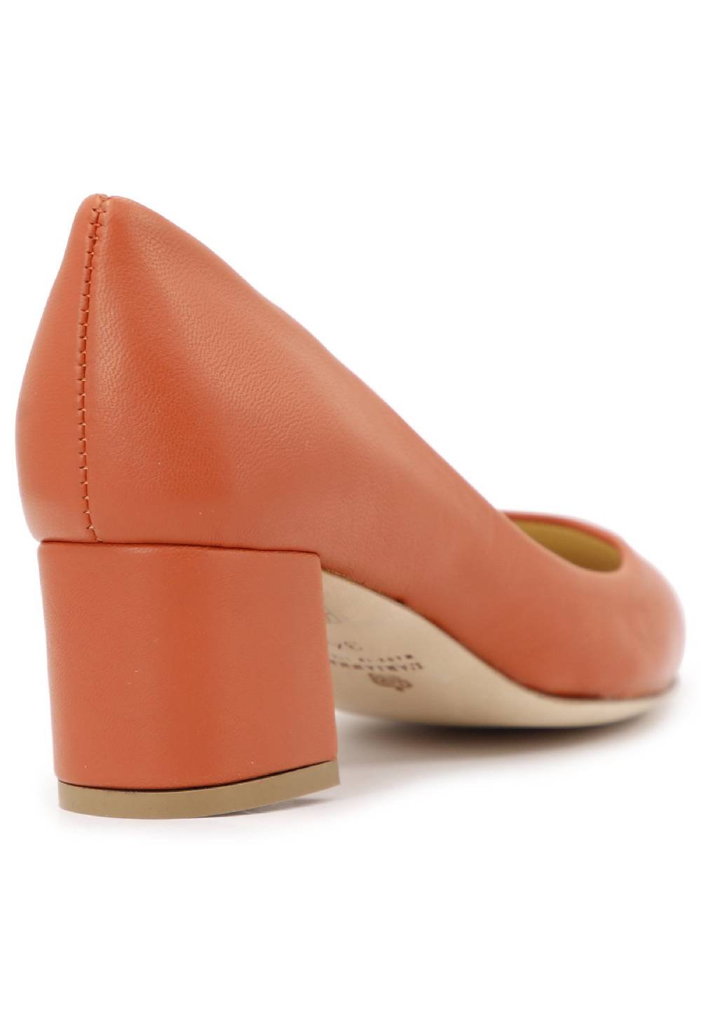 L'ARIANNA Decollete donna in pelle arancio con tacco basso e punta tonda Offerte