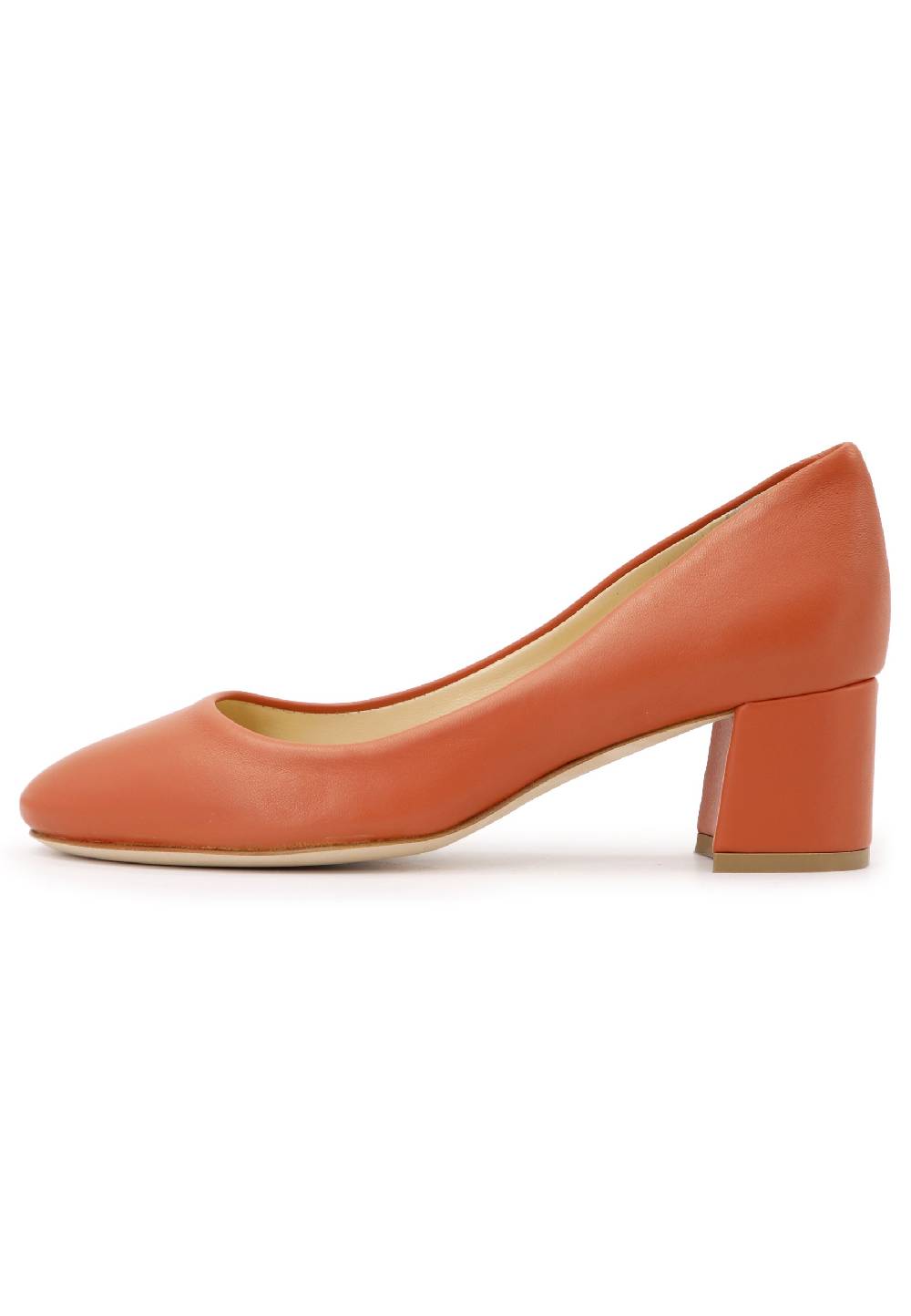 L'ARIANNA Decollete donna in pelle arancio con tacco basso e punta tonda Offerte