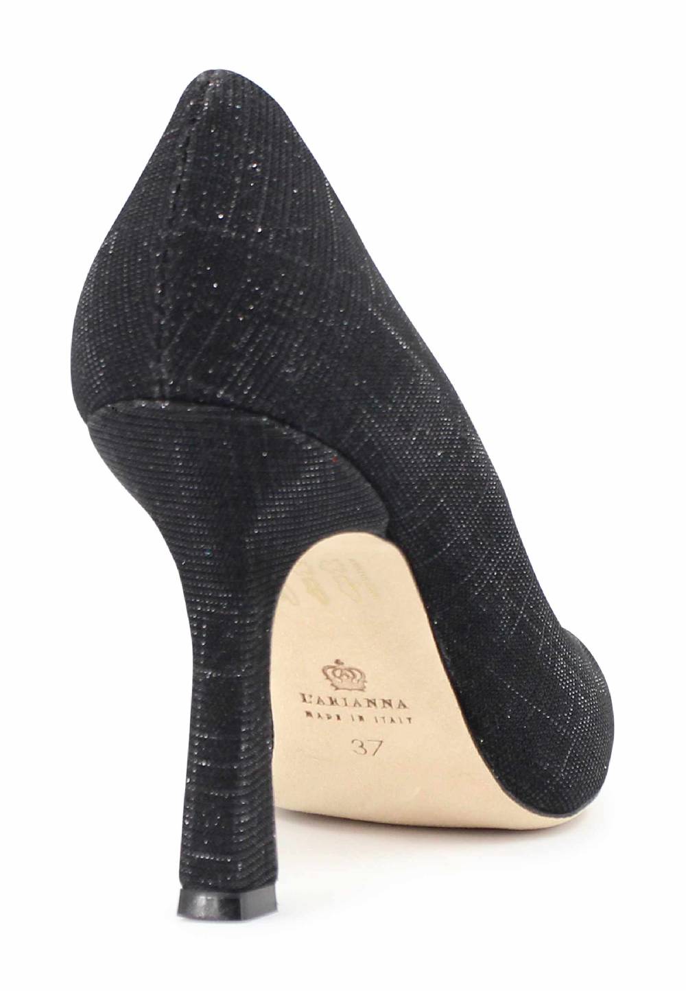 L'ARIANNA Decollete DE1002/RT donna in tessuto blu notte lux con tacco alto tono su tono Vendita Calda