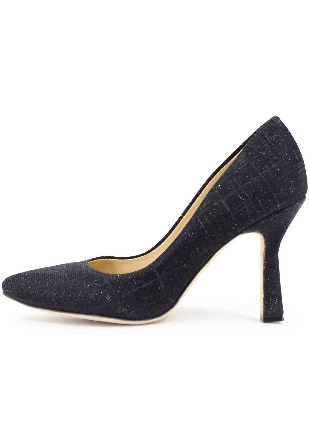 L'ARIANNA Decollete DE1002/RT donna in tessuto blu notte lux con tacco alto tono su tono Vendita Calda