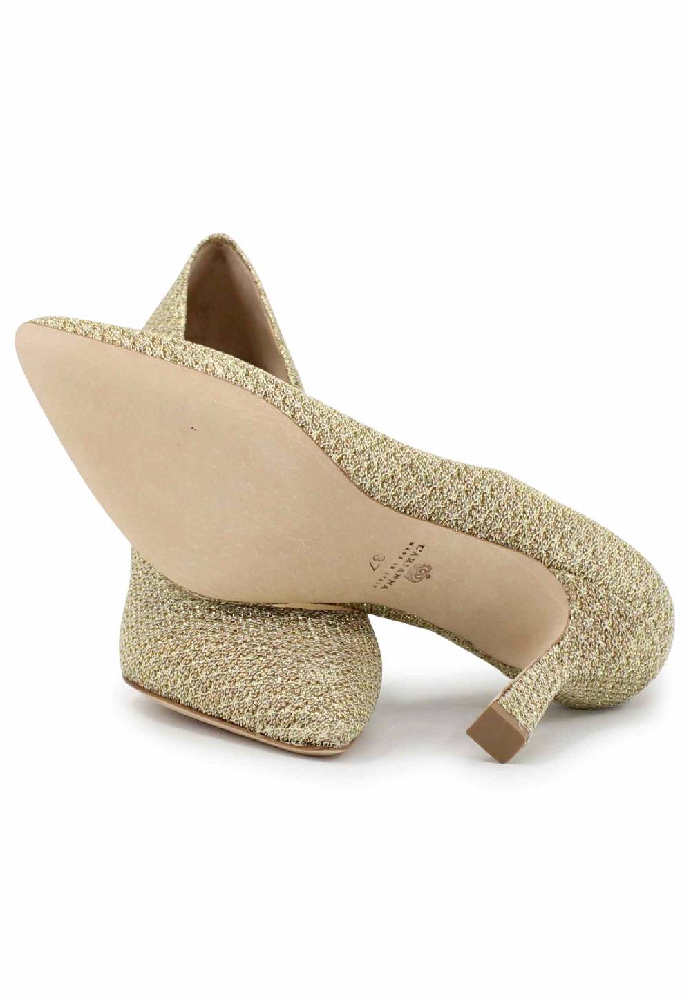 L'ARIANNA Decollete DE1002/RT in tessuto tolosa oro con tacco alto Saldi Di Fabbrica